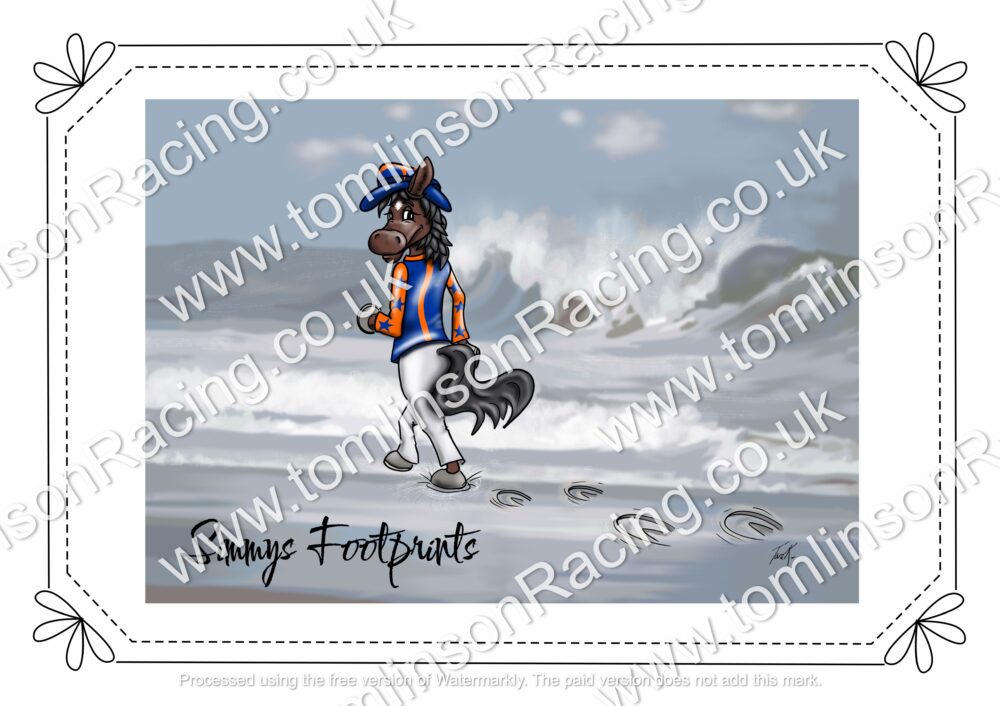 Cartoon A4 Framed Picture of Simmys Footprints
